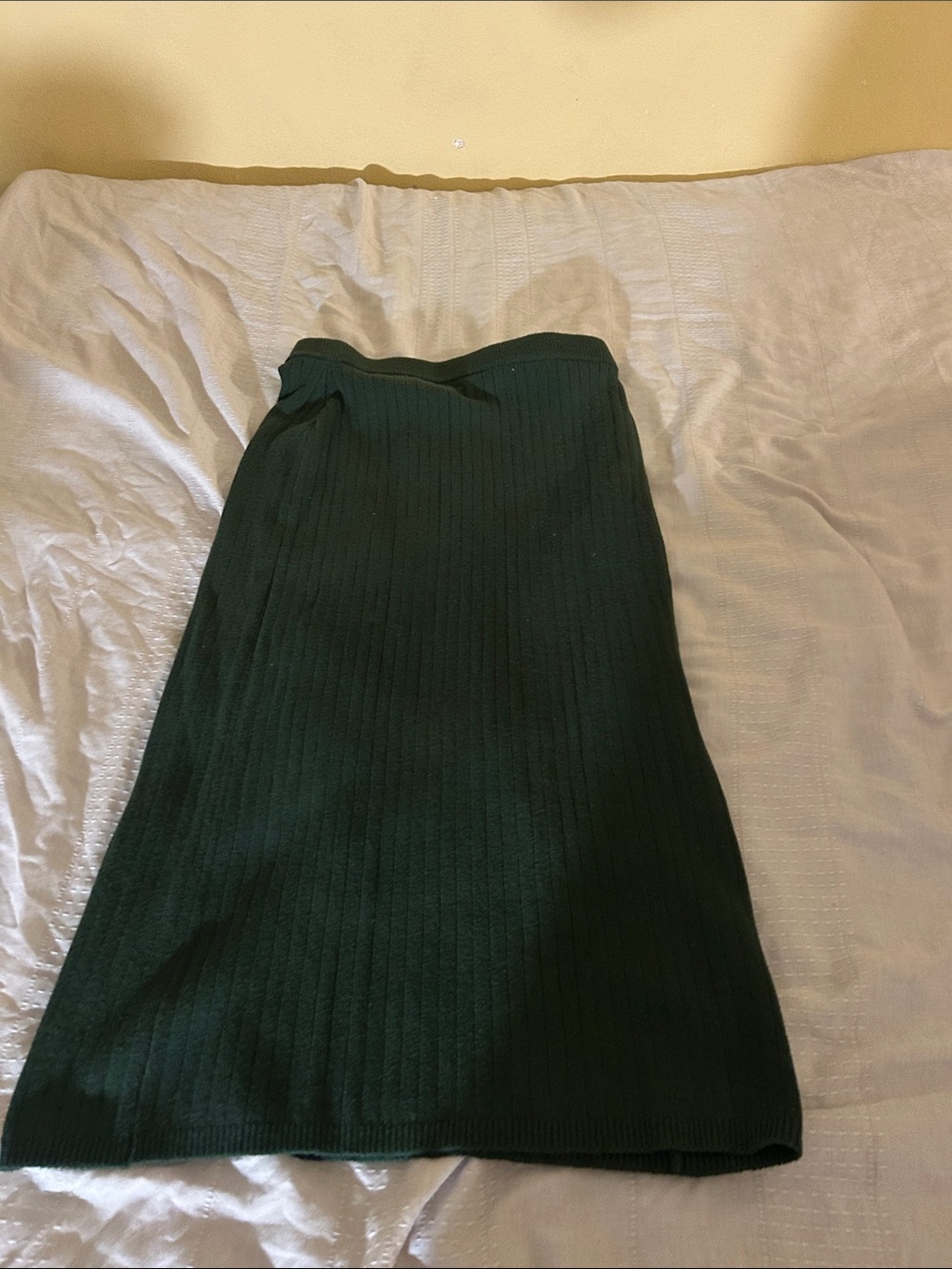 Anthropologie Ribbed Knit Midi Skirt in Dark Green